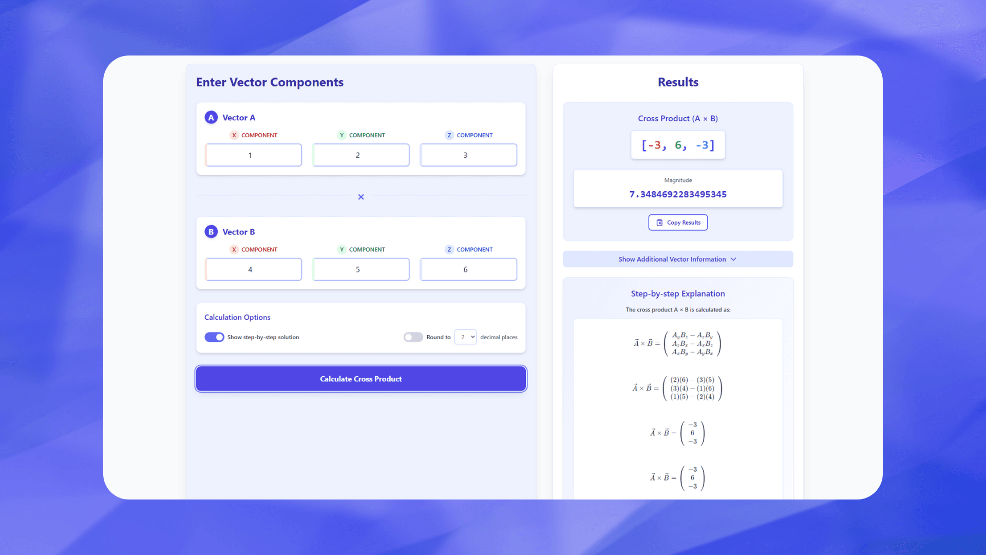 Cross Product Calculator