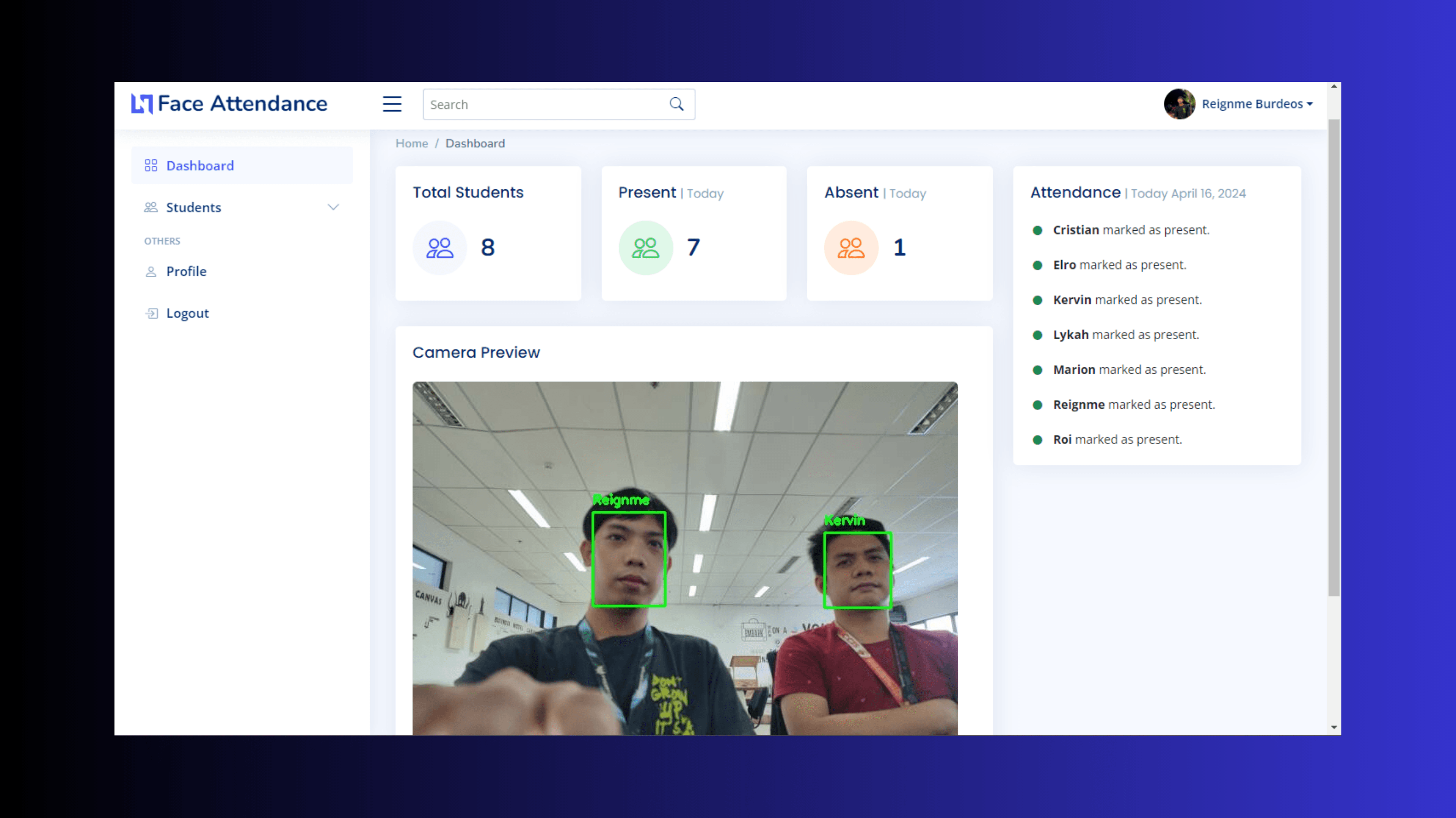 Lightweight Face Recognition Student Attendance System